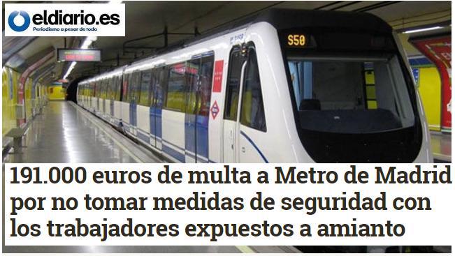 alberoliver's tweet photo. Pedimos el cese del Consejero Delegado del Metro de Madrid por el incumplimiento de las normas de seguridad que ha provocado que decenas de trabajadores del Metro hayan estado expuestos al amianto. Nadie tiene derecho a poner en riesgo su salud. https://t.co/DVl5g00VvY
