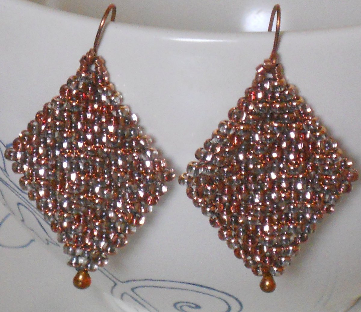 Bronze Dangle Earrings, Beaded Earrings, Diamond Shaped… tuppu.net/ee717982 #FeithHodgeCreations #CasualEarring