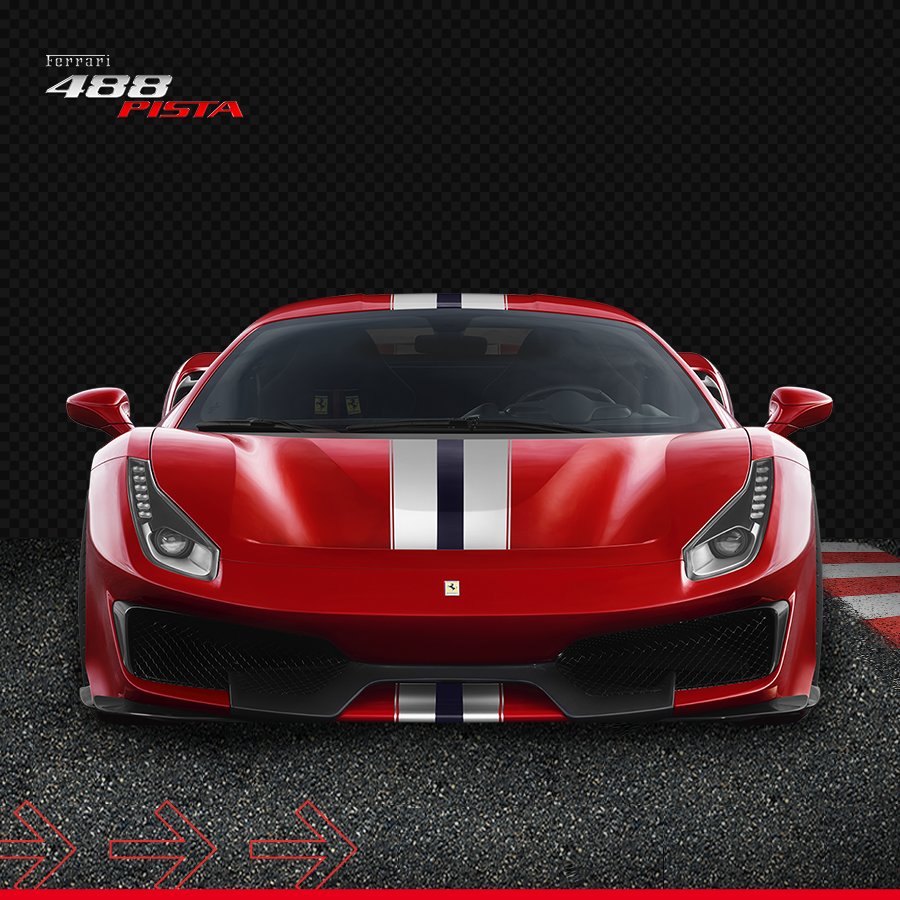 Ferrari's tweet image. The successor to #Ferrari’s V8-engined special series is finally
here. Meet the new #Ferrari488Pista: ferrari488pista.com