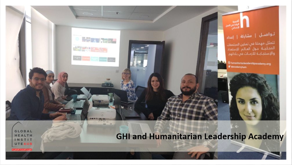 ghiaub's tweet photo. GHI #Humanitarian Learning team and @AcademyHum discussing joint offerings to enhance #knowledge in the region
معهد الصحّة العالمية في الجامعة الاميركية في بيروت و أكاديمية الريادة في العمل الانساني يناقشون العروض المشتركة لتعزيز #المعرفة في المنطقة
#humanitarianlearning https://t.co/XE5vpM3Hdh
