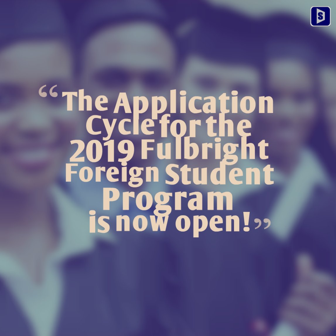 Shuletime's tweet photo. The Fullbright Foreign Student Program for 2019 cycle are open. The deadline for  applying is 1st April 2018. . For more details  including eligibility requirements and how to apply visit https://t.co/II44Tu6jUZ https://t.co/nyRFHkI7yv