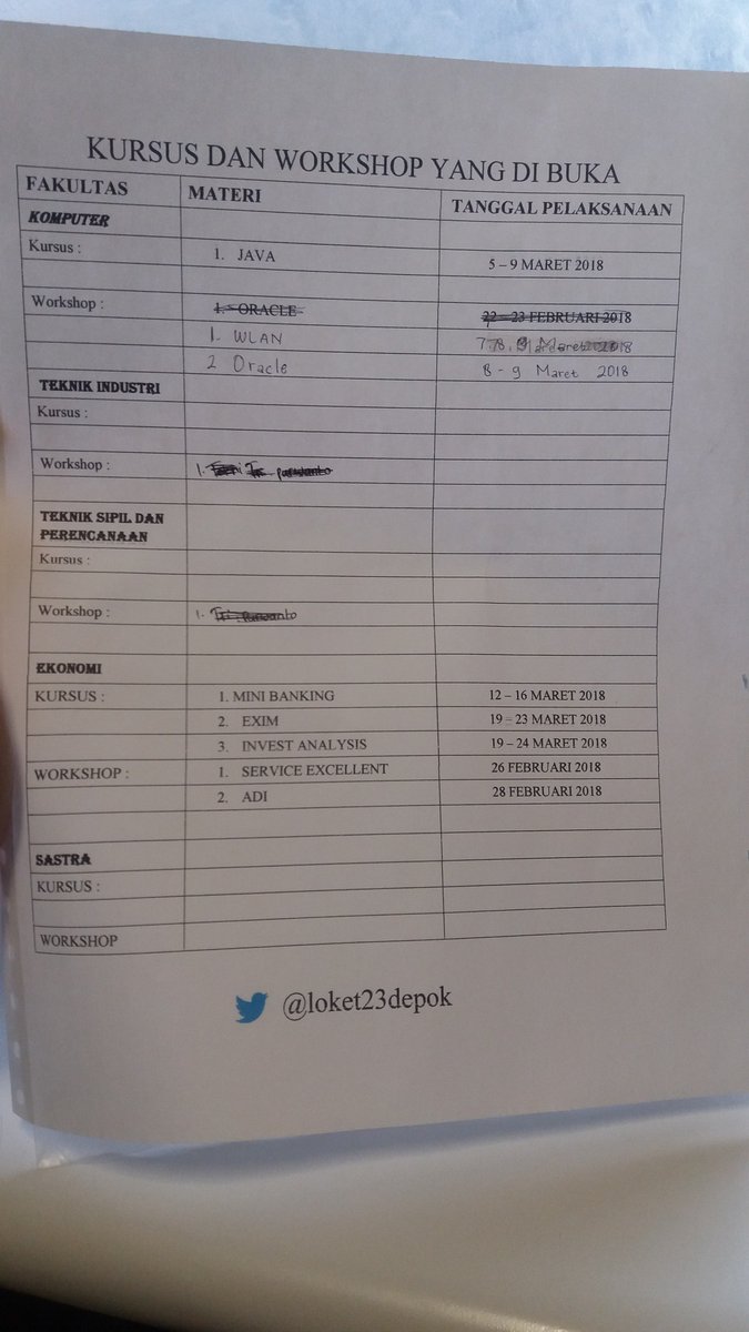[UPDATE] JADWAL TERBARU 21 FEB 2018