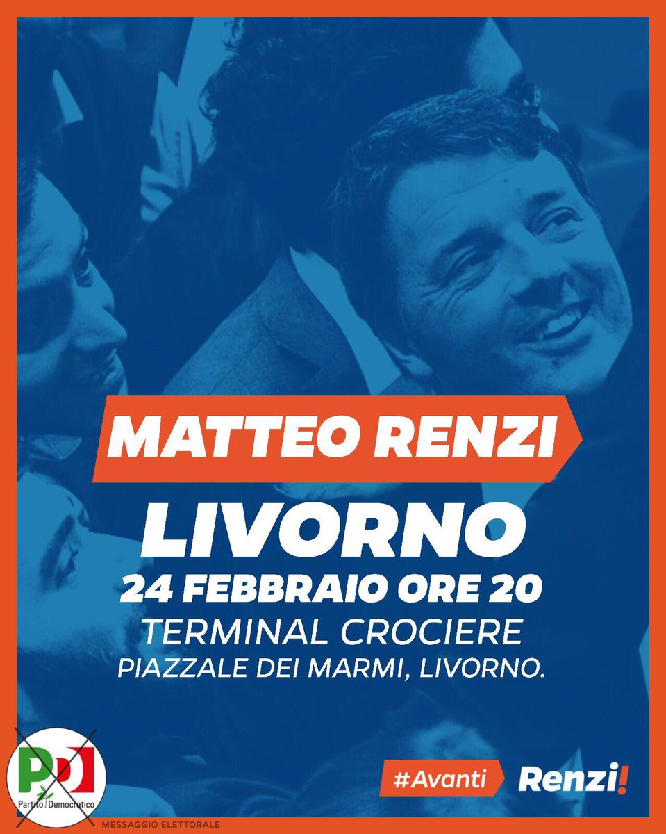 #MatteoRenzi a #Livorno, Terminal crociere il 24/2 ore 20. Più #Europa, più #riforme. #ElezioniPolitiche2018