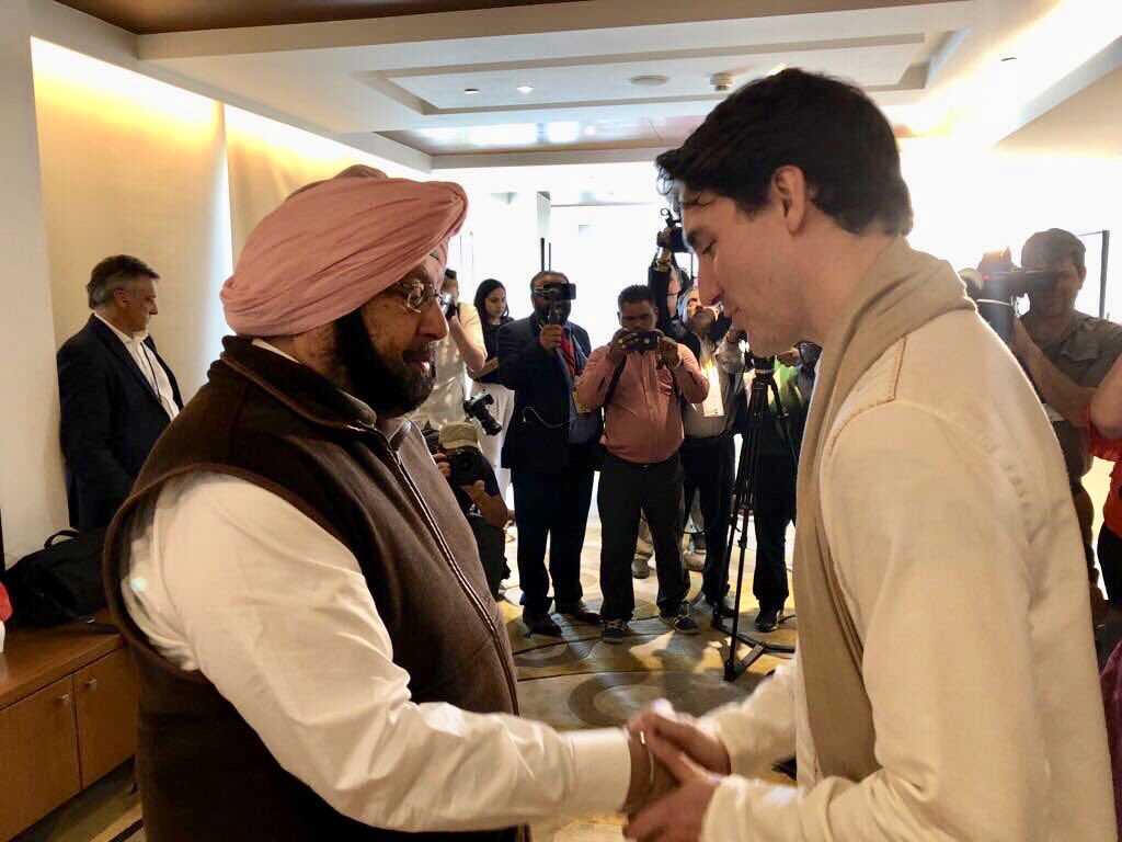 capt_amarinder's tweet photo. Pleasure meeting Canadian Prime Minister @JustinTrudeau. Look forward to my talks with him for further strengthening Indo-Canadian ties. https://t.co/2yALzo2T7S