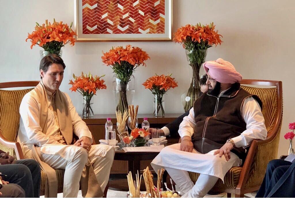 capt_amarinder's tweet photo. Pleasure meeting Canadian Prime Minister @JustinTrudeau. Look forward to my talks with him for further strengthening Indo-Canadian ties. https://t.co/2yALzo2T7S
