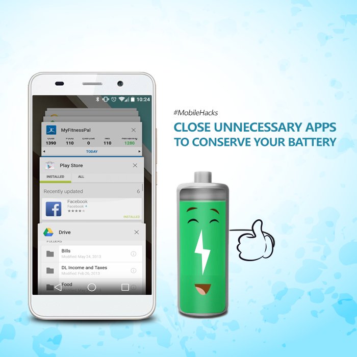 AmbraneIndia's tweet image. Close Unnecessary Apps to conserve your battery. #TechTips #MobileHacks