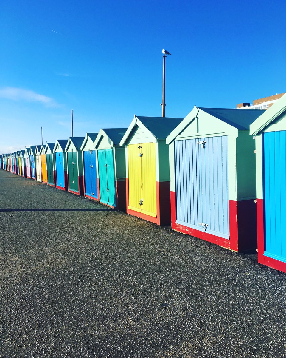 Morning! Who fancies buying me one of these?! #hove #beach #beachhuts #blueskies #colourful #sunnymornings #hovepromenade #beachpics #seafront