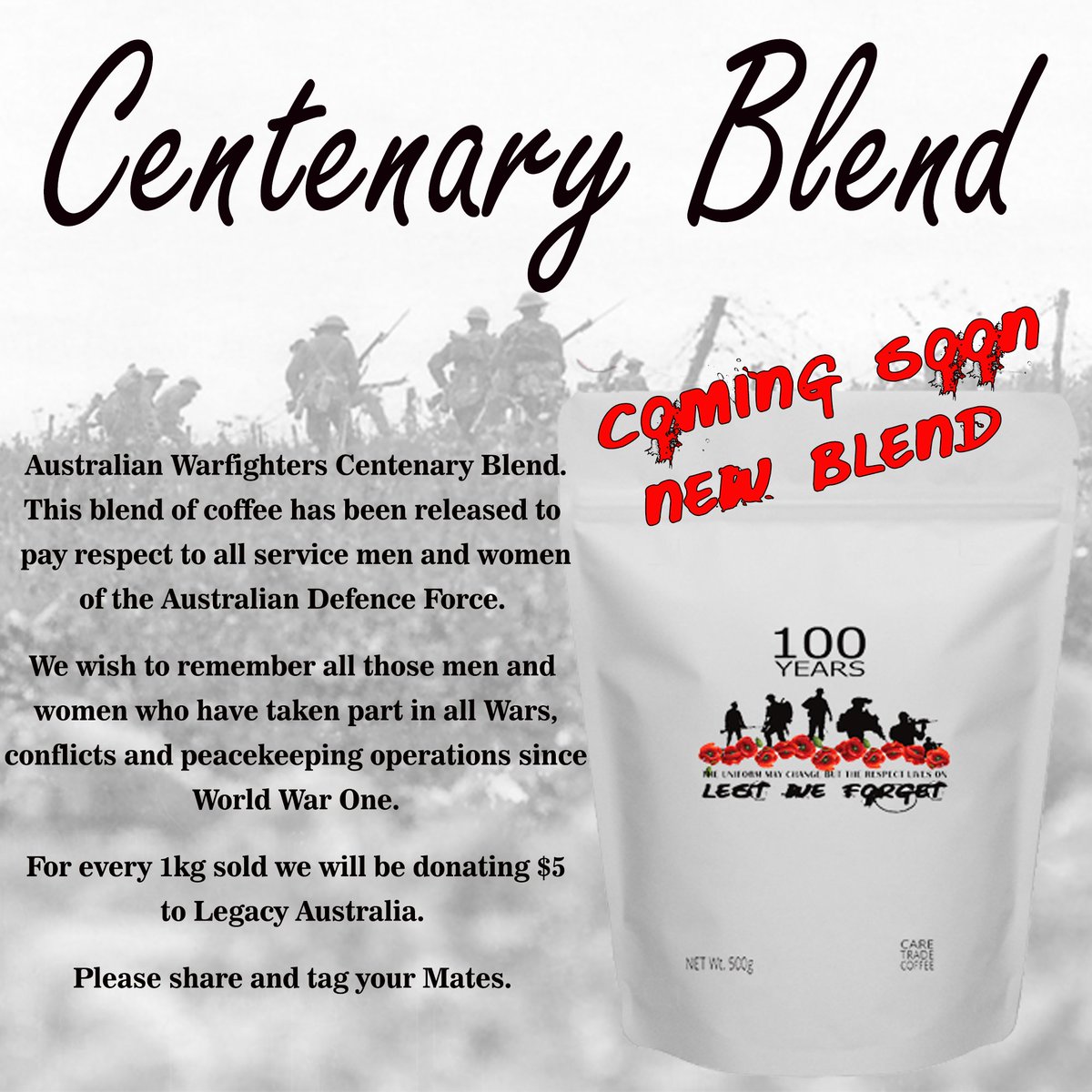Remember all australianwarfighters.com Coffee sold we use the money to retrain our Veterans or family members or Veterans as Baristas. Nothing beats a hard day with a Great Brew. #auspol @AusGov @kochie_online