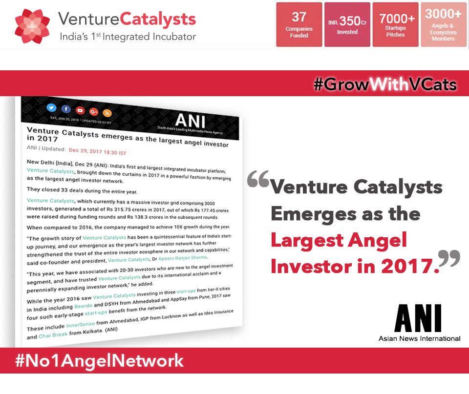 Venture Catalysts on Twitter "GrowWithVCats No1AngelInvestor In 2017