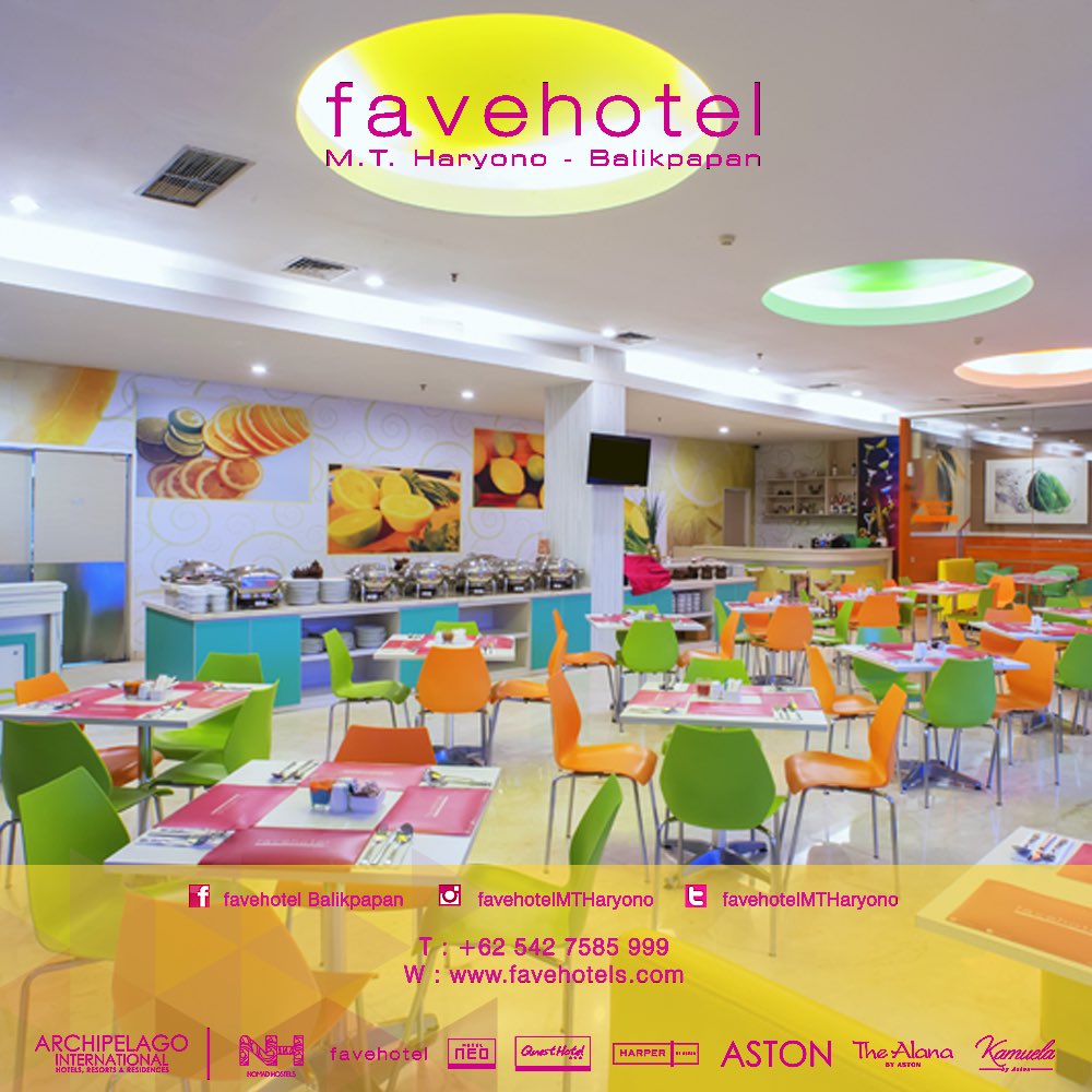 faveMTHaryono's tweet photo. RABU GAUL nih hari ini. Mau nongkrong bareng temen, keluarga, kolega, rekan bisnis.. Kami punya resto yang colorful banget. Ada promo loh cus yuk.. #favehotel #favehotelbalikpapan #archipelagointernational https://t.co/waK3us6H22