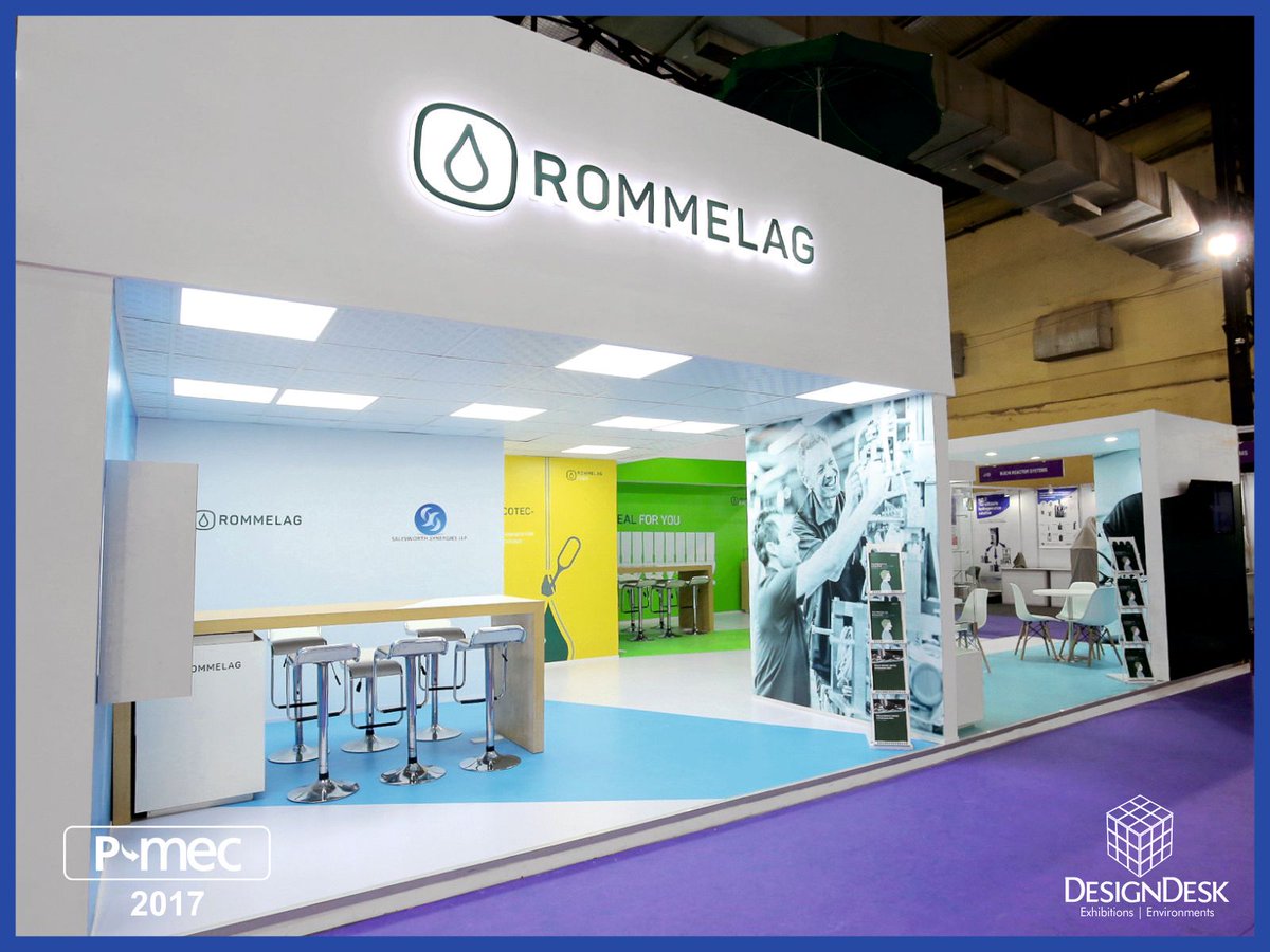 DesignDeskIndia's tweet photo. For #Rommelag, the #Exhibition #StandDesign was designed as per the brand identity of Rommelag's 4 major services. Their #DesignConcept can be seen across the stand which not only distinguishes, but also describes the service &amp; the process involved for each of them. #PMEC2017 https://t.co/6LUA9Bkoqv