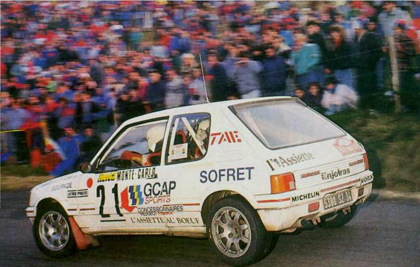 PSCUK_'s tweet photo. 30 Years ago Jean-Pierre Ballet and Marie-Christine Lallement finished 3rd overall at the Rally Monte-Carlo in a privateer @Peugeot #205GTI against the works teams! https://t.co/fRzDIUFCcW