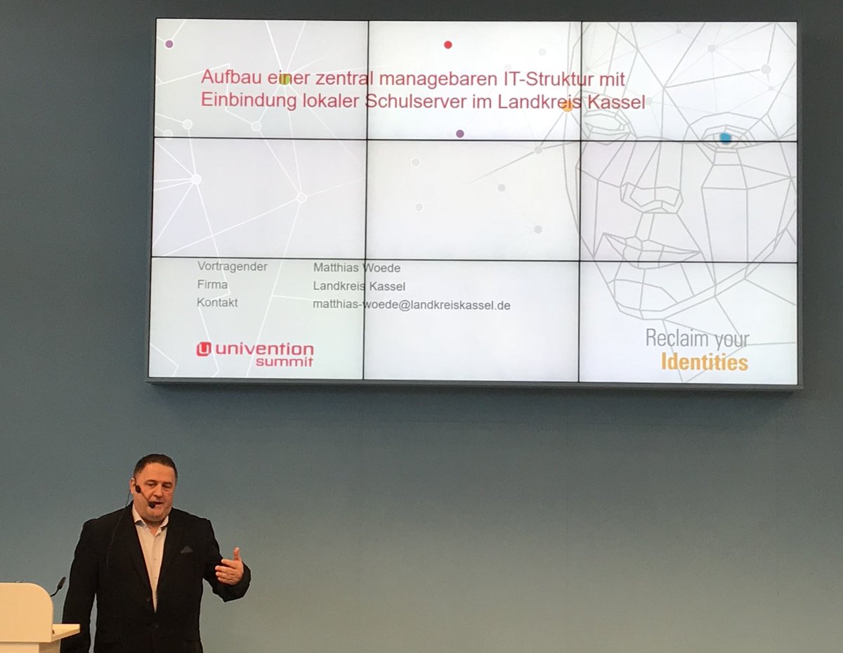 Aufbau einer zentral managebaren IT-Infrastruktur mit Einbindung lokaler Schulserver im Landkreis Kassel. Vielen Dank <a href="/MWoede/">Matthias Woede</a> für den tollen Vortrag! #didacta18 #SchulCloud #IDM