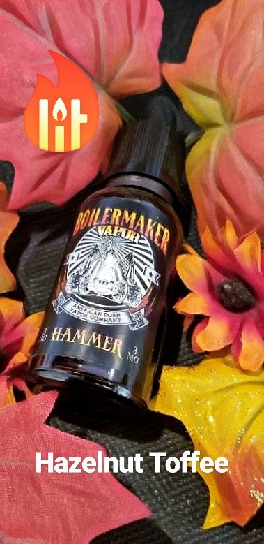 BoilermakerVape's tweet photo. Try the hard hitting creamy hazelnut goodness of Hammer. Our 60/40 blend is perfect for MTL vapers! #boikermakervapor #vape #ecigs #eliquid #harmreduction #MTL #vapethefire https://t.co/fG0xsivzBq