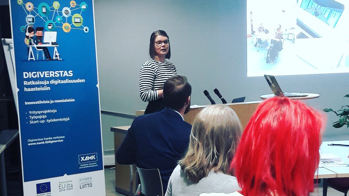 LevelupStartup's tweet photo. Full house this morning at @xamkfi #Digiverstas networking breakfast for the #startup #businessowner #corporation #techstudent #businessstudent crowd☕🥐🍊 https://t.co/wy0ZKqA0r9