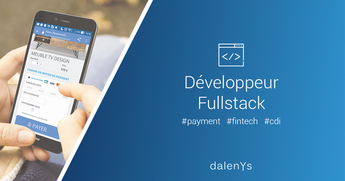 Nous recherchons un(e) Développeur Fullstack pour rejoindre notre team composée d’une vingtaine de devs passionnés. Vous participerez ainsi à la conception, au développement et à l’entretien de nos outils. Rejoignez-nous pour réinventer le paiement : dnys.li/2Cc7o76