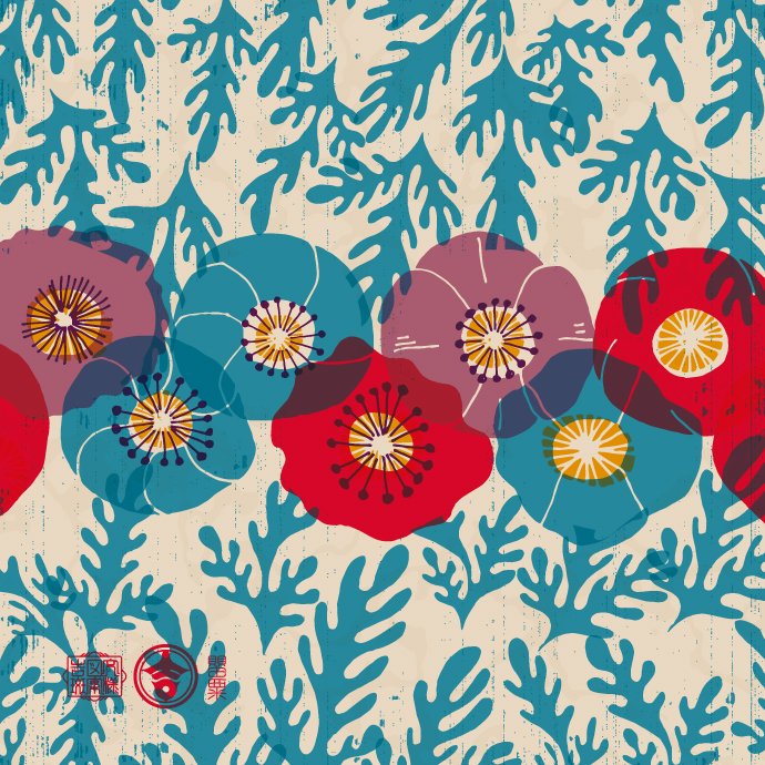 きちはん 吉斑 V Twitter 芥子の花文様 別色版 Poppy Flower Pattern Kichihan Pattern Design Graphicdesign Poppy Original Flower Drawing Monyou 吉斑 きちはん グラフィック 文様 花文様 花 ポピー ケシ 図案 パターン デザイン