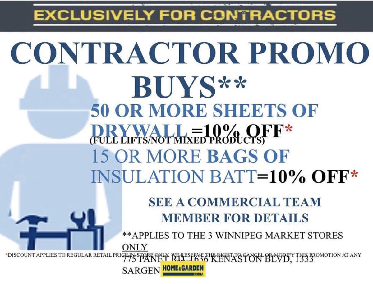 Last week of our bulk buy pricing! Don’t miss out on these savings, call or visit us for more details! #ronacommercial #winnipegrenos #wpgcontractors #winnipegbuilders #winnipegcontractor #winnipegconstruction #drywall #insulation #bulkbuy
