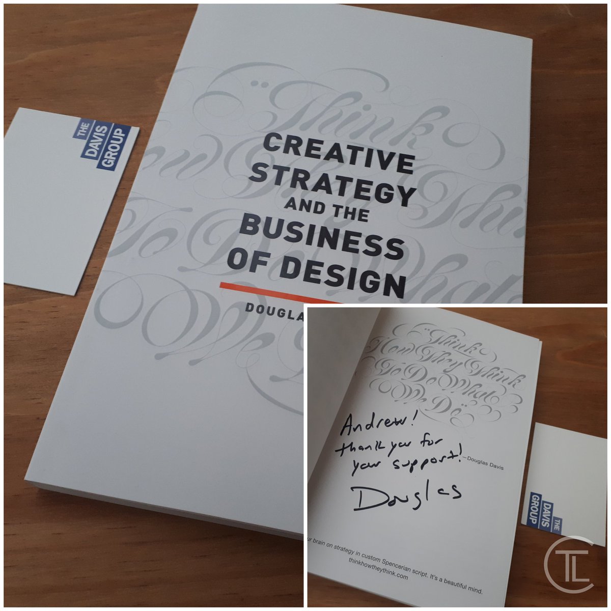 thelogocreative's tweet photo. @DouglasQDavis @CSBDBook Thanks for sending me a signed copy much appreciated. I know I'm going to get alot of value from reading this. 

All The Best,
Andrew - The Logo Creative™ https://t.co/kMgreWMkGW