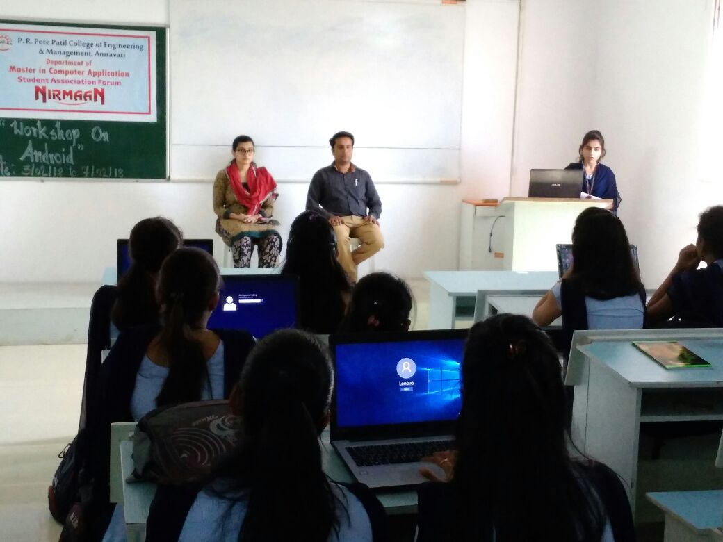 prpgei's tweet image. P. R. Pote(Patil) College of Engg and Mgmt, Amravati
Department of M.C.A. organized a Four day Workshop on
#ANDROID_APP_DEVELOPMENT by Mr. Nakul Deshmukh & Team for M.C.A. Students...