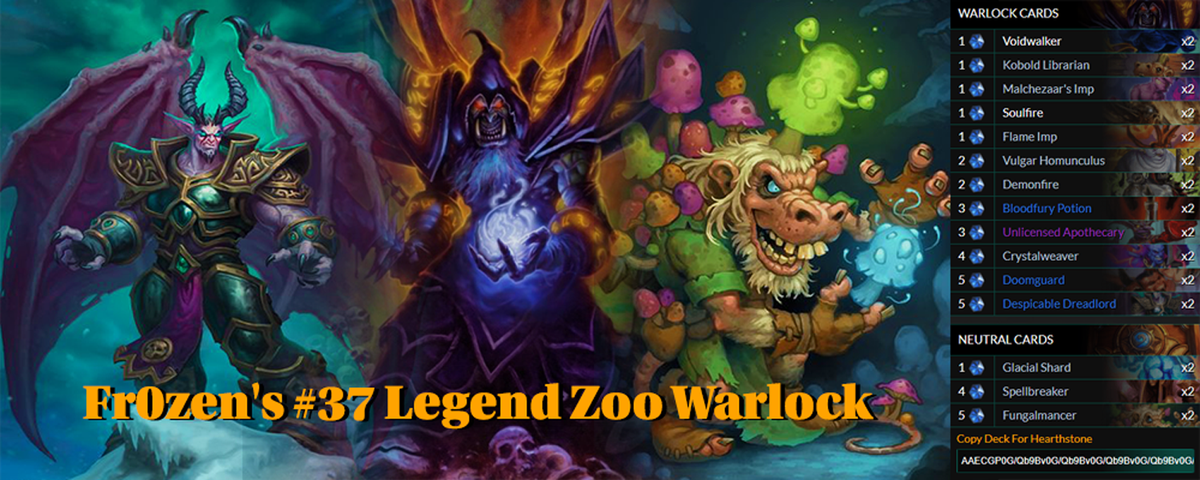 Gamerslugnews's tweet photo. Here's a great Zoo Warlock deck to try out - @Fr0zen_hs's list featuring the Fungalmancers! Give it a go, share it with friends and tell us what you think! https://t.co/LVBbJ1TNyw #hearthstone #hearthstonedecks #warlock #zoolock https://t.co/hnQCW2tbQZ