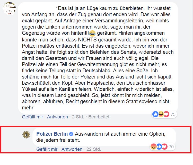 traumdiebe's tweet photo. Unfassbar!
@polizeiberlin auf berechtigte Kritik zum Einsatz beim #Frauenmarsch:
"Auswandern ist auch eine Option, die immer jedem freisteht."
#Merkelwahn https://t.co/yPmxHT5iEl