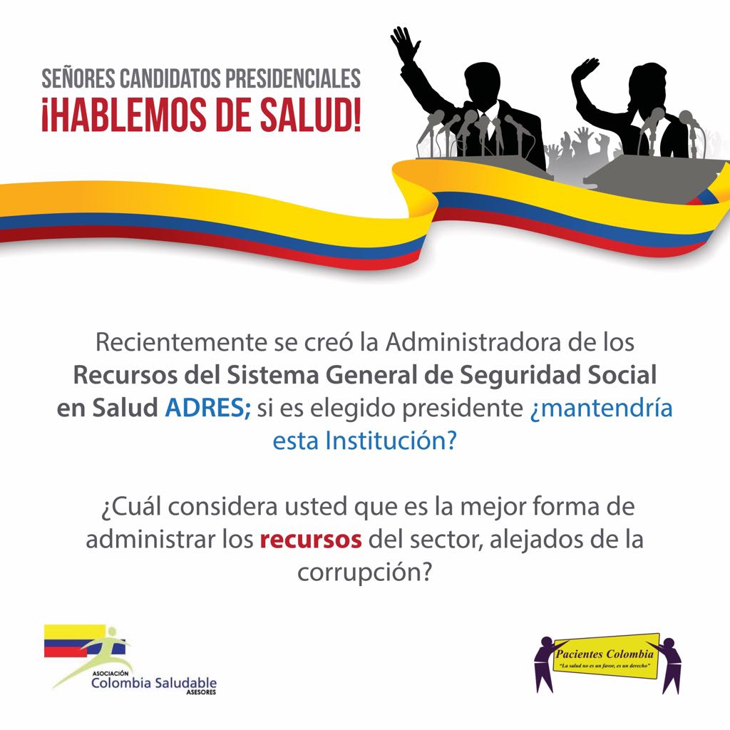Pacientesco's tweet photo. Buen día Sres Candidatos a la Presidencia: @German_Vargas @petrogustavo @sergio_fajardo @IvanDuque @DeLaCalleHum nuestra 3 pregunta sin respuesta de parte de ustedes, queremos saber como manejaran cerca de 43 billones de pesos,q pasara con EPS y barreras. https://t.co/HzEyYFfFP9