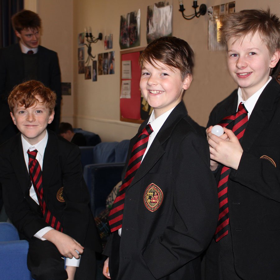 OakhamSch's tweet photo. The boys in Peterborough House had great fun this morning practising throwing ping pong balls into the #Totaliser #commendation #treat https://t.co/B094UZaxBG