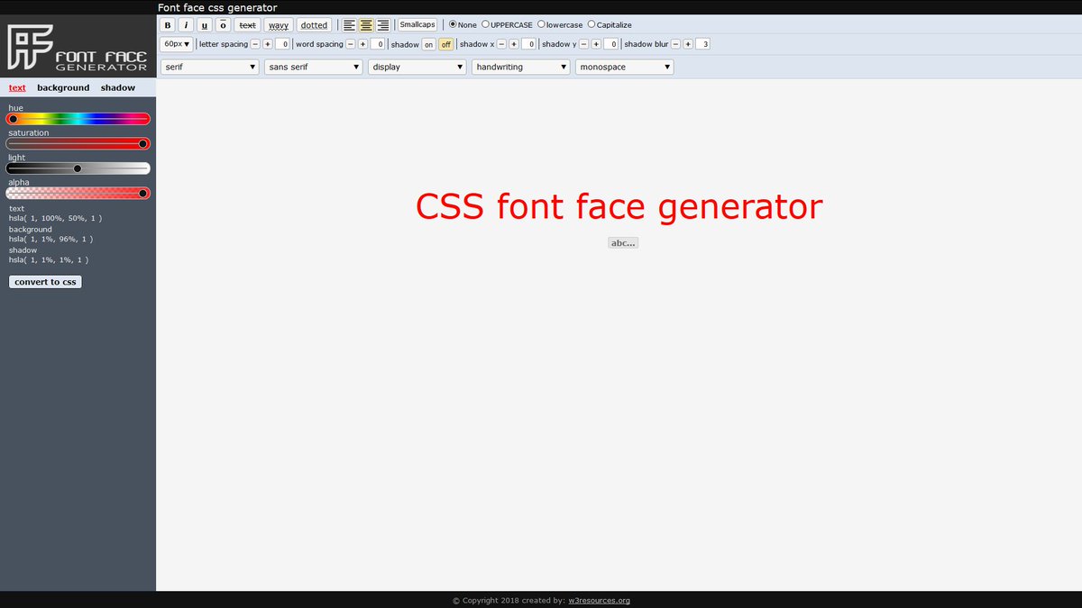 w3resourcesfree's tweet image. CSS font face generator! the ultimate font face generator!
#css #html #webdesign #webdevelopment
w3resources.org/generators/fon…