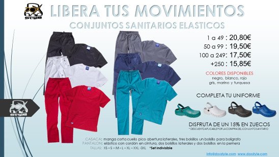 DoxStyleSL's tweet image. Ya disponible en DOX STYLE promoción de conjunto sanitario elástico con variedad de colores.
Además puedes completar tu uniforme con zuecos de lo más cómodo!