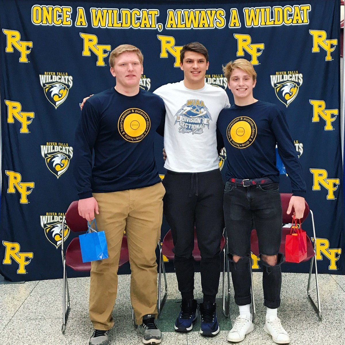 RiverFallsSD's tweet photo. Congrats &amp; good luck to STATEBOUND Wildcat wrestlers: Mitchell Williamson, Chance Kamrowski, &amp; Nathan Fuller! Making RF proud! Go get em in Madison. #rfpride https://t.co/frdQpfcpI6