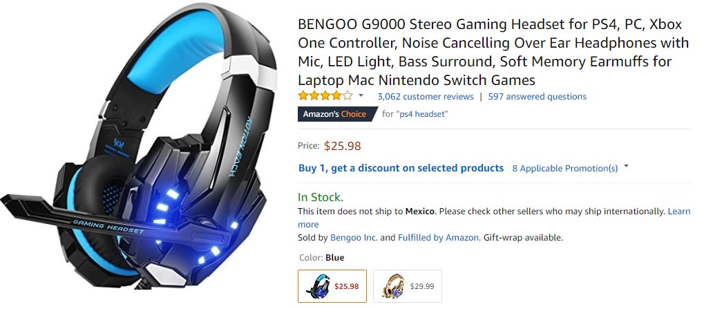 simssupersales's tweet photo. BENGOO G9000 Stereo Gaming Headset for PS4, PC, Xbox
One Controller, Noise Cancelling Over Ear Headphones
with Mic, LED Light, Bass Surround, Soft Memory Earmuffs for Laptop Mac Nintendo Switch Games
Price: $25.98 
Go Now And Check It Out: https://t.co/Sq0wZgDBaM
🤩🤩🤑 #AmazonGo https://t.co/UmV3duRe0S