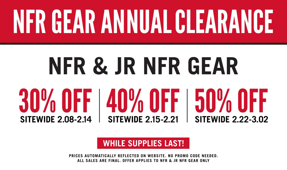 Halfway through our Annual Clearance Sale! Get All your #NFR &amp; #JuniorNFR Gear at a HUGE Discount! Once It's Gone, It's Gone for Good! prorodeogear.com