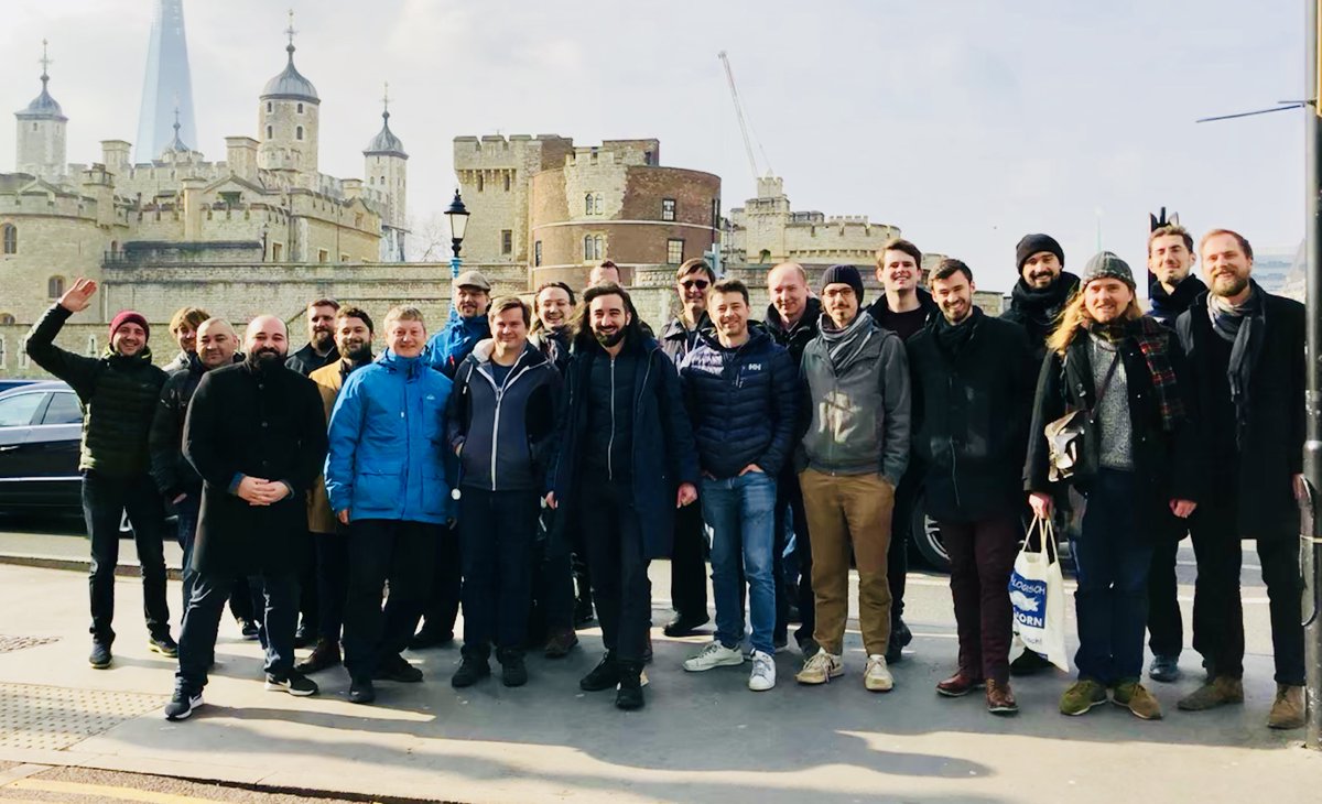 aeternity's tweet photo. Part of the driving #force behind the #aeternity #blockchain. Hundreds of years of #coding #experience in one #image. The #architects of the #BraveNewWorld. #Erlang #Elixir #aepps #scalable #decentralized #OpenSource #tech @ErlangSolutions #London https://t.co/uhi6A9weQo