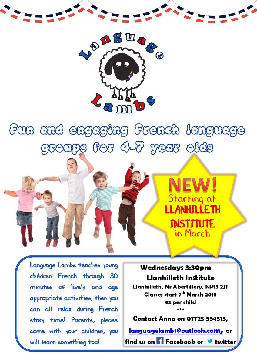 LanguageLambs's tweet image. J'ai une très bonne nouvelle pour vous !
I have some exciting news for you!
Language Lambs will be holding sessions for 4 to 7 year-olds at Llanhilleth Institute in March!