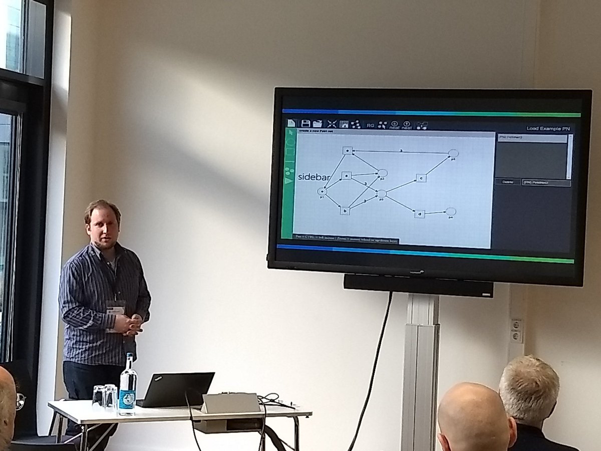 Benjamin Meis presents the tool travis to model petri nets at the #PeMod workshop of the #modellierung2018 <a href="/isf_tubs/">ISF TU Braunschweig</a> <a href="/tuBraunschweig/">TU Braunschweig</a> fernuni-hagen.de/sttp/forschung…