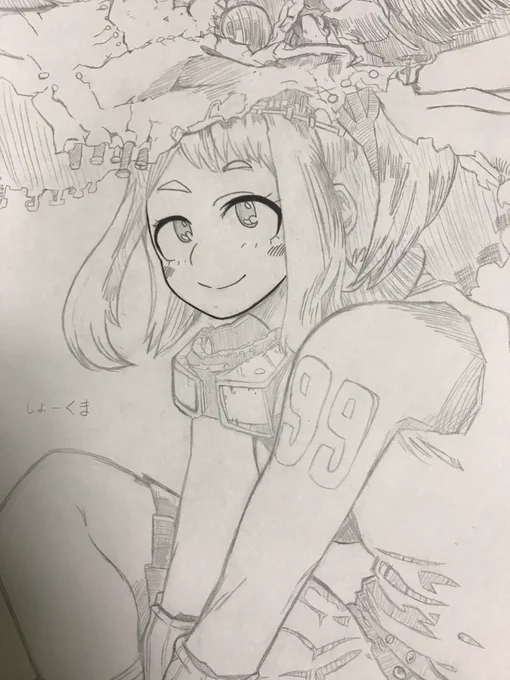 お茶子下書き中。。。
めちゃくちゃ描くの難しい…
#絵描きさんと繋がりたい 