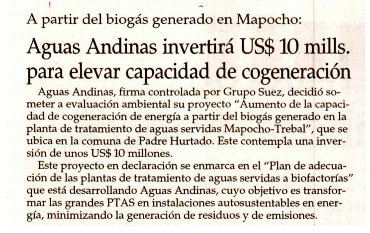 marcelomena's tweet photo. Es importante lo que hace Aguas Andinas. Transforma lodos que podrían causar olores y otras emisiones, en energía limpia, considerada renovable, no convencional. Ellos ven en la acción climática un avance que tanto puede ser económico, como ambiental.Ejemplo de crecimiento verde. https://t.co/5HLt426KcK
