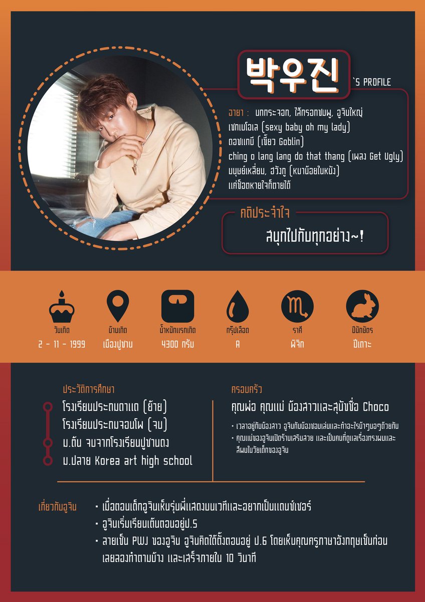 parkwoojin_th's tweet photo. ⭐ ประวัติของ พัคอูจิน ⭐
มาทำความรู้จักอูจินกันค่ะ ~🐦
#WannaOne #PARKWOOJIN #พัคอูจิน #박우진 https://t.co/2T0i0BVANp