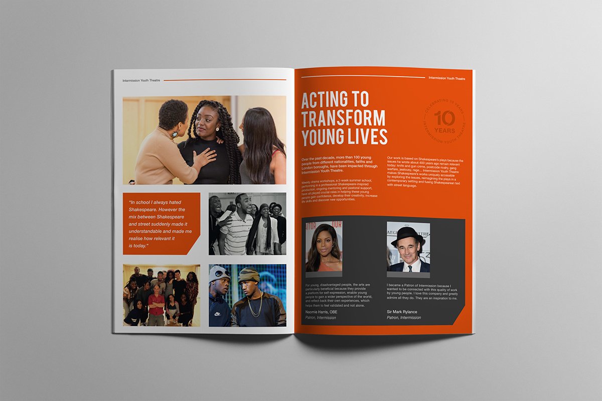 insightdesignuk's tweet photo. Work: Intermission Youth Theatre
______
We recently completed a 12 page brochure design for Intermission Youth Theatre, a charity committed to working with 15-25 year olds who are at risk of offending or are lacking in opportunities.
#MadeByInsight #InsightDesignUK @InterTheatre https://t.co/uAC2aoLsqI