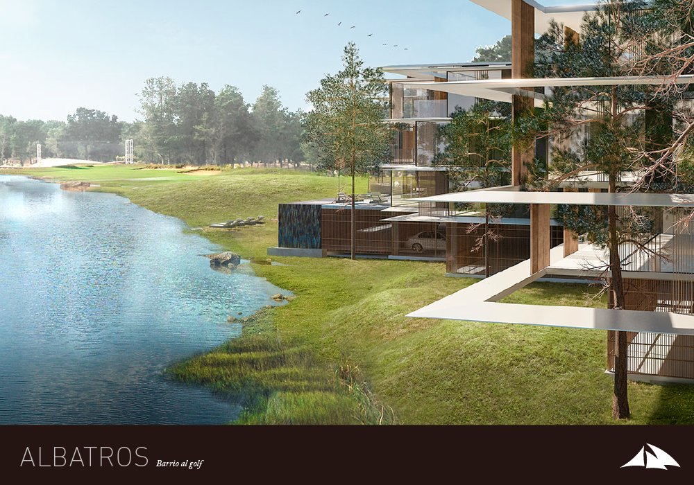 #Albatros cuenta con una laguna artificial de agua dulce de 51.292 m2 que cruza tres fairway de la cancha de golf (número 11-2-4). Para permitir el paso de los jugadores, se desprenden tres pasarelas colgantes que la atraviesan.