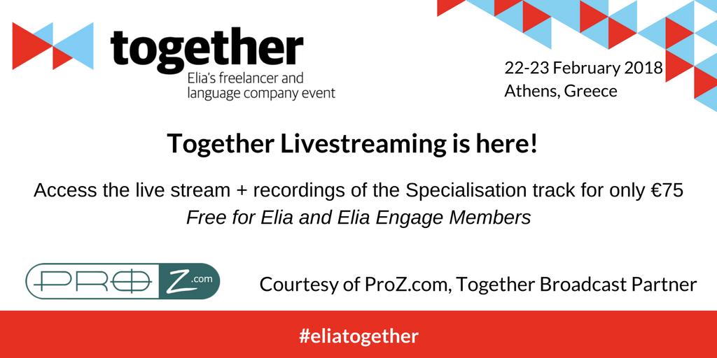 Purchase your virtual ticket for the #eliatogether Live stream and learn to 'Specialise to Excel', our theme for 2018. Buy your ticket here: ow.ly/St5E30iwFbO