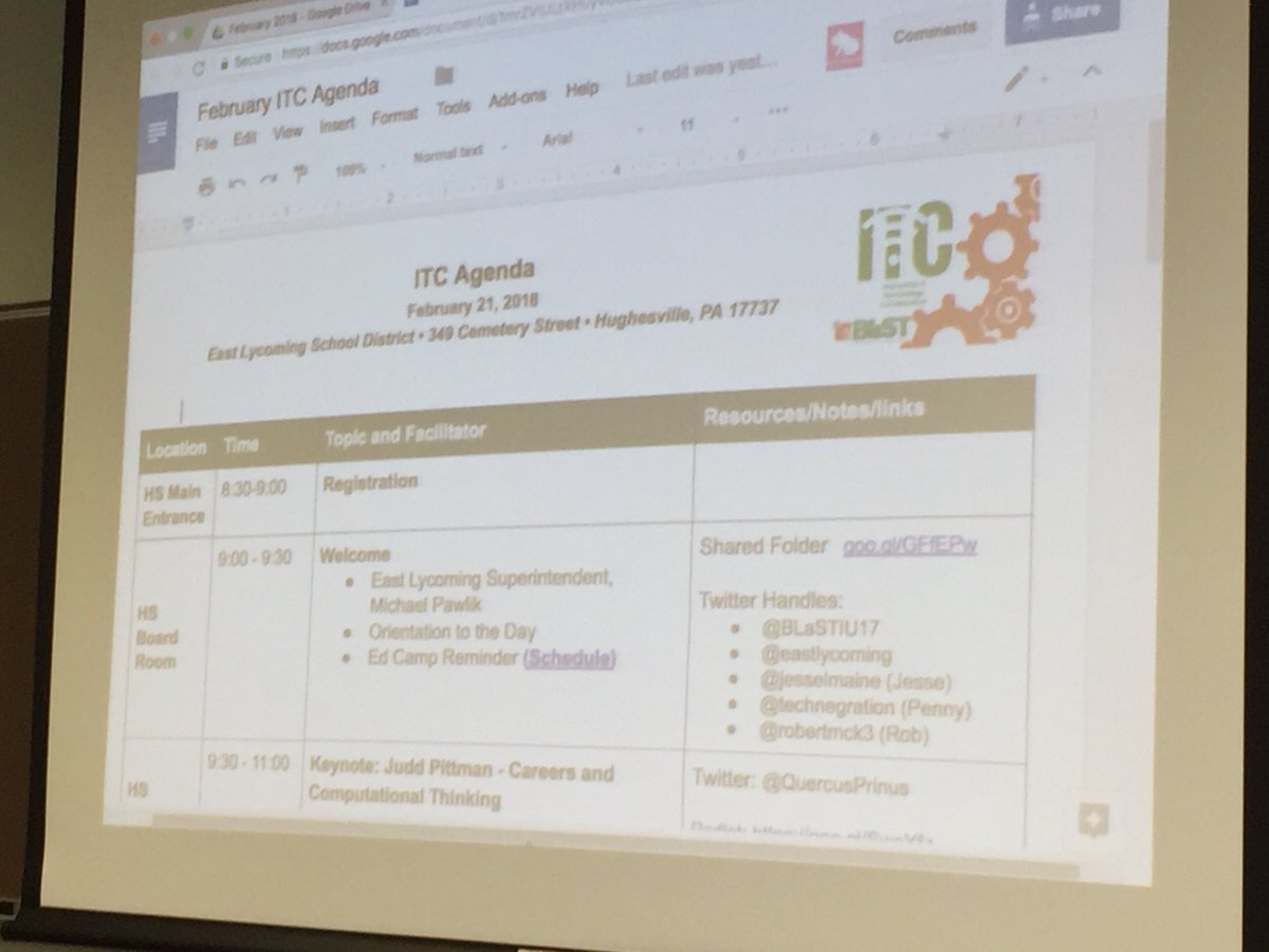 <a href="/BLaSTIU17/">BLaST IU 17</a> for ITC Meeting. STEM and technologies leaders changing education across the region. Thank you East Lycoming for hosting a visit. <a href="/ILEADSTEM/">LEAD STEM</a> <a href="/STEMecosystems/">STEM Ecosystems</a>