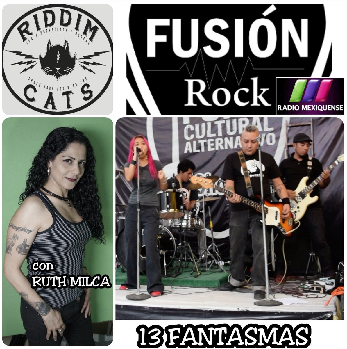 RUTHMILCA's tweet photo. hoy 5pm en vivo #fusionrock en @RM1600AM entrevista con @l13fantasmas y phoner @Riddim_Cats en https://t.co/VVccQgFDa4 (clic metepec 1600) conduce @RUTHMILCA salud! @ivannieblas @QuarterPress @Chava_Rock @TlachisqueProd @Detrasdelrockmx @bravoxelrock @lazonafusion https://t.co/Kw4XzsOR82
