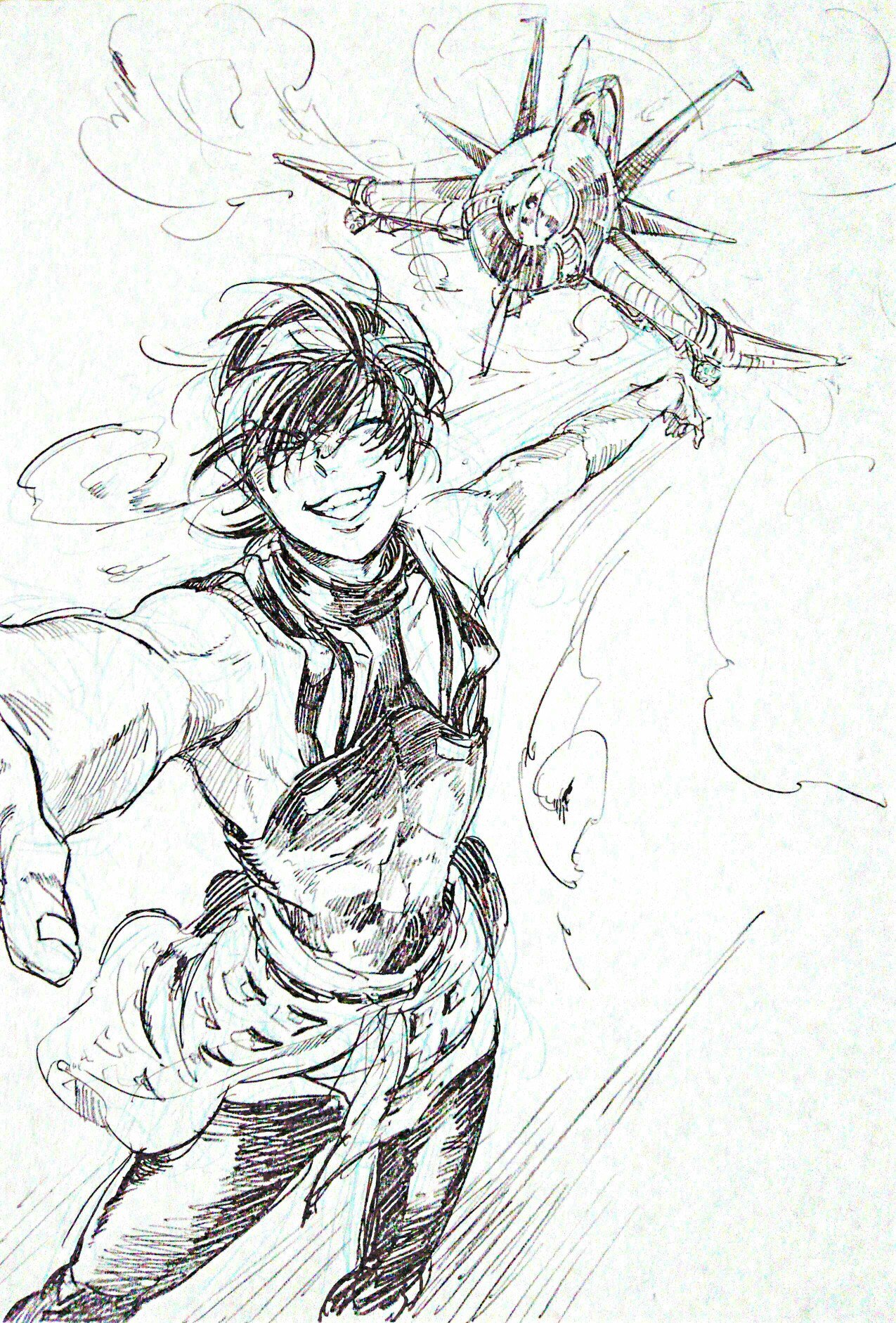 Twitter 上的 ねここ 気分転換の落書き ジョジョ5部でお気に入りのナランチャとエアロスミス エアロスミスを引っ込める時に両腕を広げて滑走路にするのがとても好き T Co Lxt5ll5foe Twitter