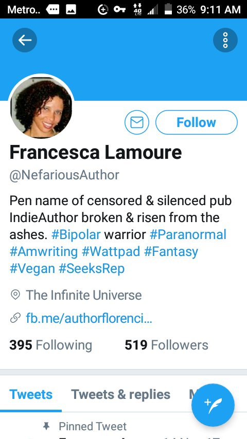 TargetedAuthor's tweet image. This is me. All hacked accounts! Pen names are Francesca Lamoure and Francesca LaCroix.  I am trying to be strong.