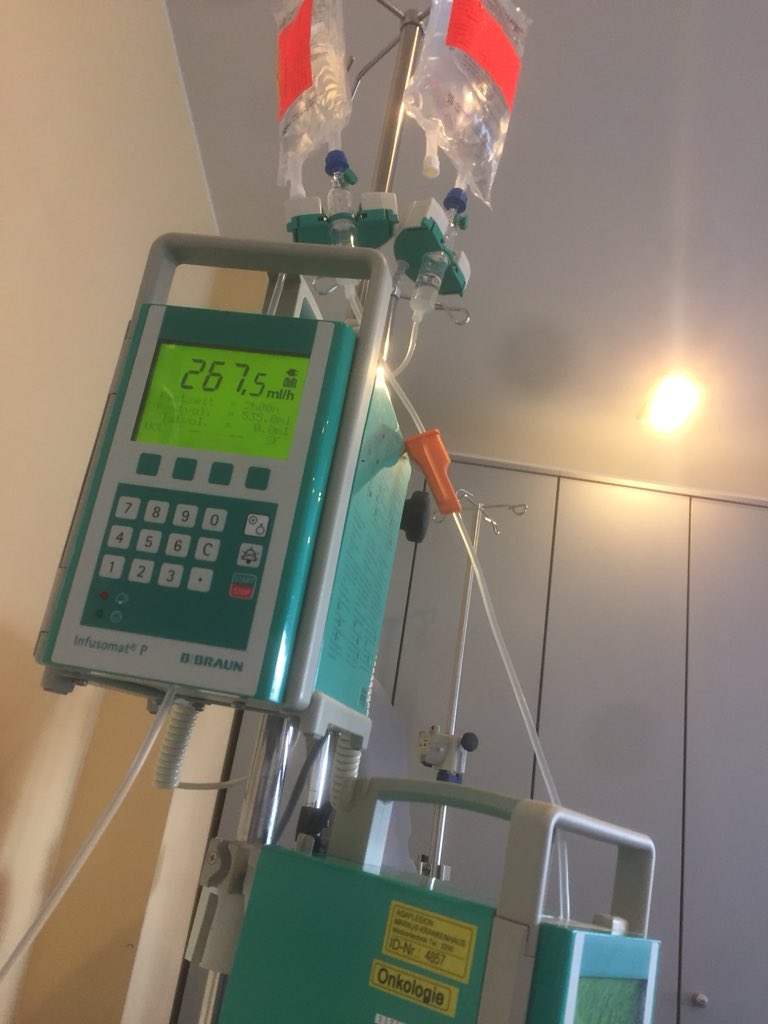 Chemo 8.5 läuft! Wenn morgen Mittag fertig sind 224 Stunden Chemo geschafft 😀