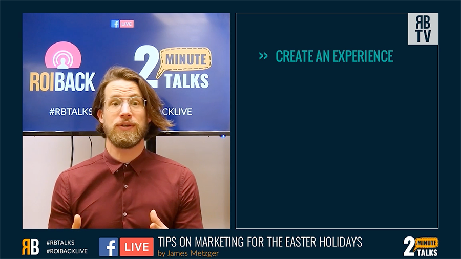 roiback's tweet photo. For those who missed out. Watch a video, filmed LIVE on Facebook for "Tips on marketing for the Easter holidays", by James Metzger. 
https://t.co/9ad5XqRZhp

#roibacklive #rbtalks #tipsonmarketing #roiback #hotels #hoteliers #bookingengine #onlinemarketing #digitalmarketing https://t.co/45NT1aBzbm