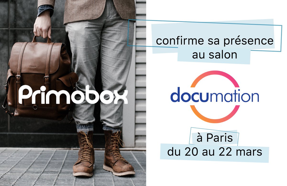 Primobox's tweet photo. Retrouvez-nous du 20 au 22 mars prochain sur le salon @Documation2018 à Paris pour parler démat ! #Dématérialisation #RH #Documation2018 https://t.co/kf0SQuaEzr