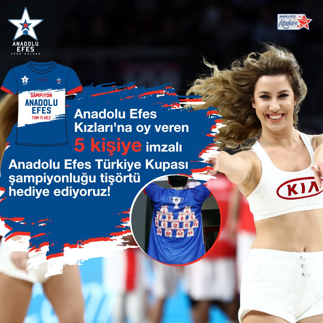 Bu gönderinin altına "#EFESDance Anadolu Efes" yazan ve bu tweeti retweet eden 5 kişi, bizden imzalı <a href="/AnadoluEfesSK/">Anadolu Efes SK</a> Türkiye Kupası şampiyonluğu tişörtü kazanacak ➔Son katılım: 26 Şubat